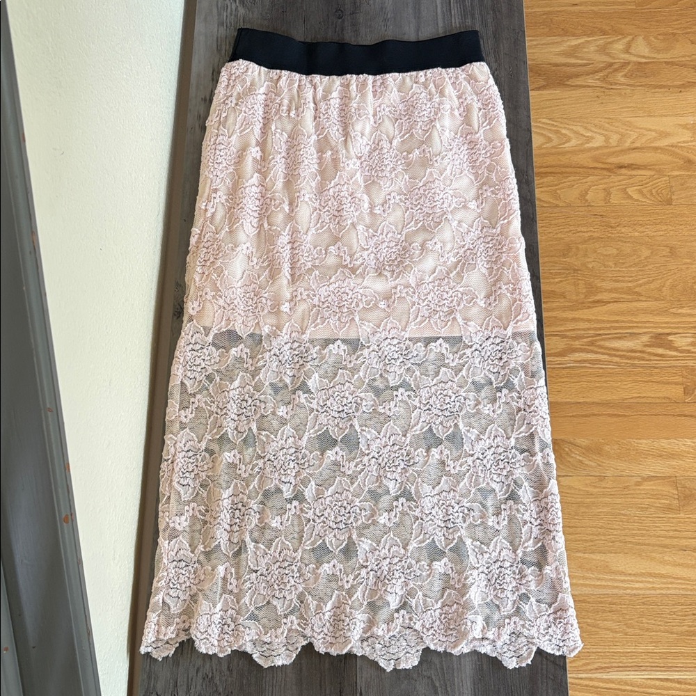 Free People Blush Lace Pencil Skirt Size XS - Picture 6 of 9